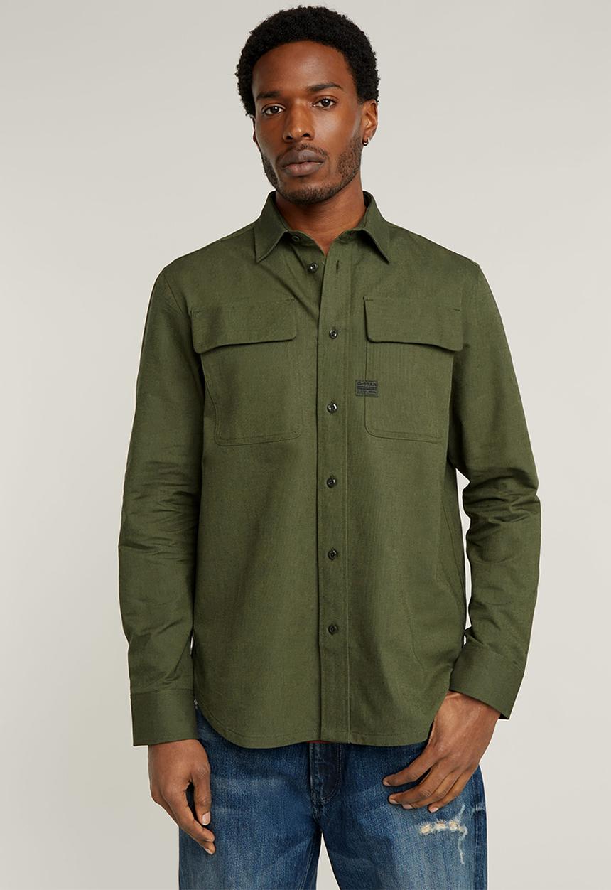 G-STAR - Cpo regular shirt l\s - asfalt/dk moss oxford