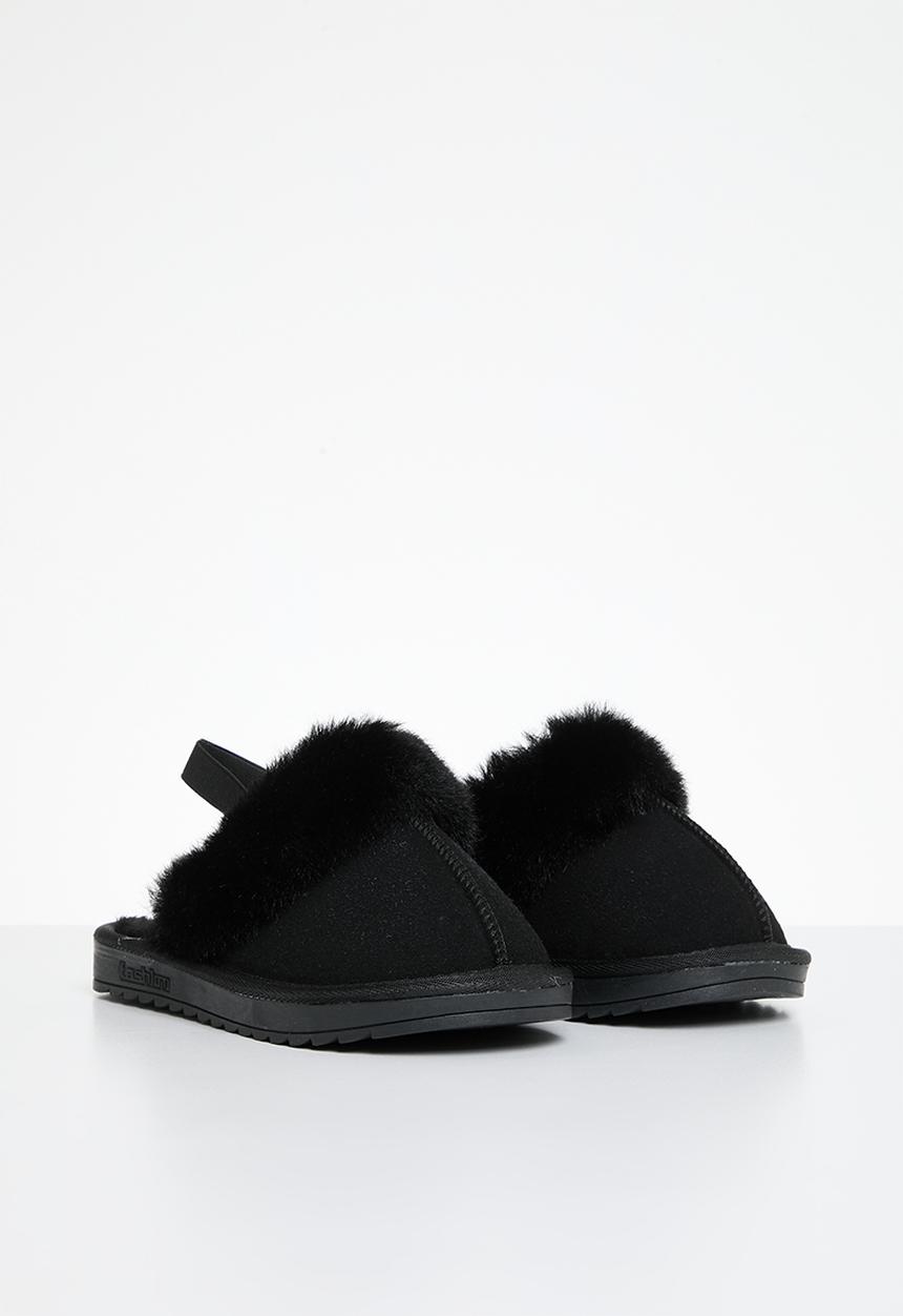 Pop Candy - Shearling lined sandals - black