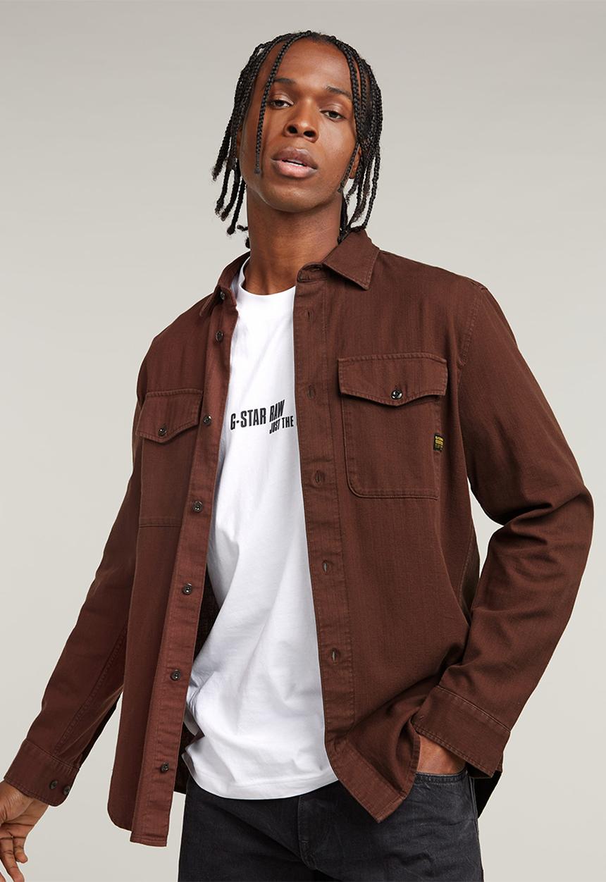 G-STAR - Marine Slim shirt l\s - dk plum gd