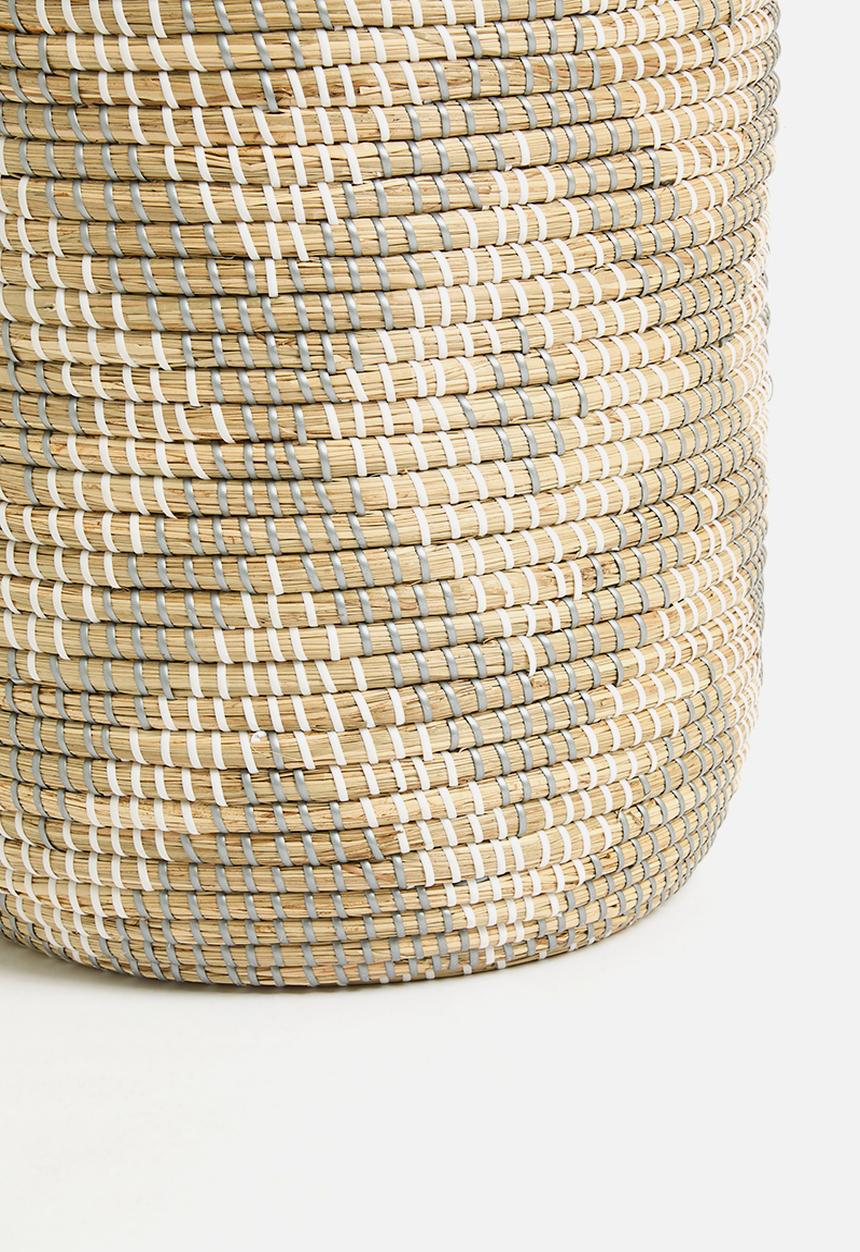 Sixth Floor - Large Seagrass Laundry basket - White & Natural