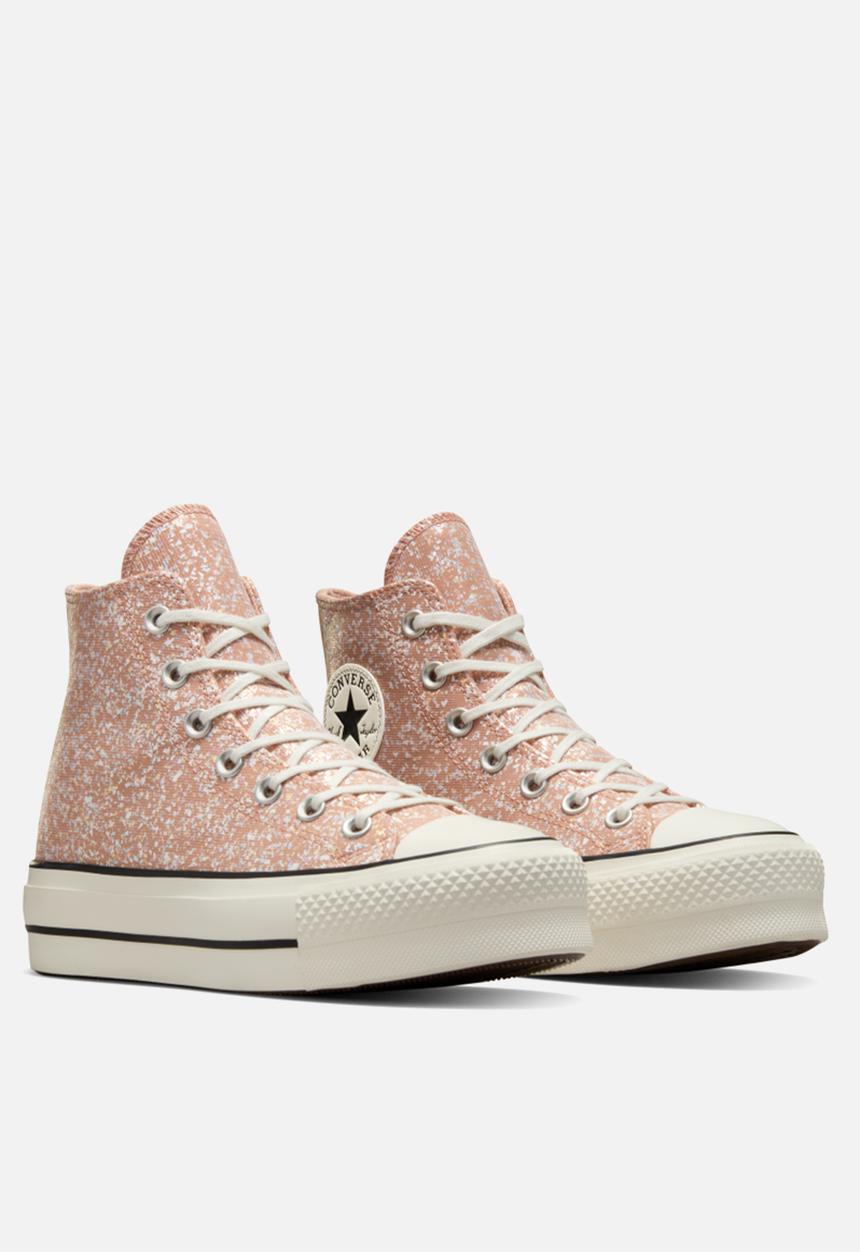 Converse - CHUCK TAYLOR ALL STAR LIFT PLATFORM GLITTER - DUSTY CINDER/EGRET/BLACK - SHINEFETTI