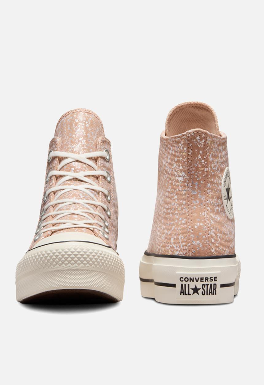 Converse - CHUCK TAYLOR ALL STAR LIFT PLATFORM GLITTER - DUSTY CINDER/EGRET/BLACK - SHINEFETTI