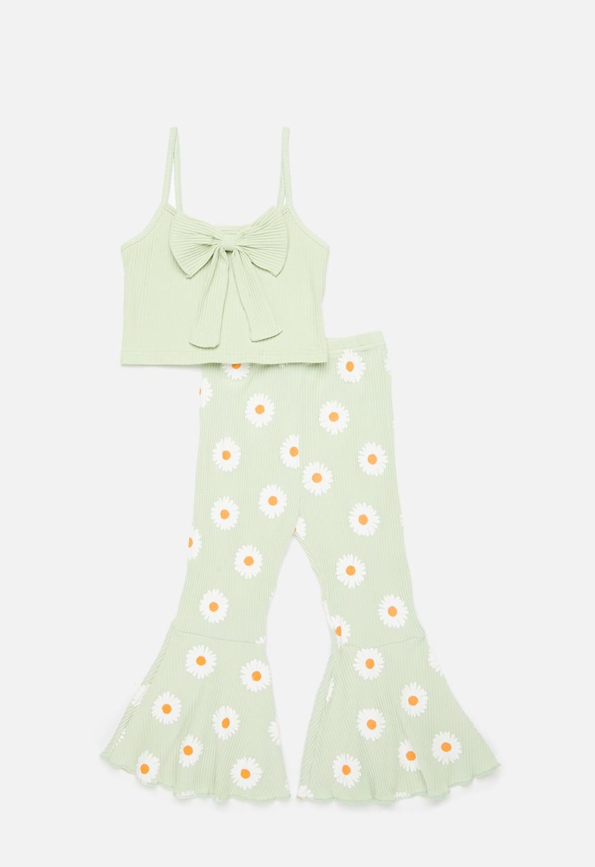 Pop Candy - Cami top & pants set-sage green