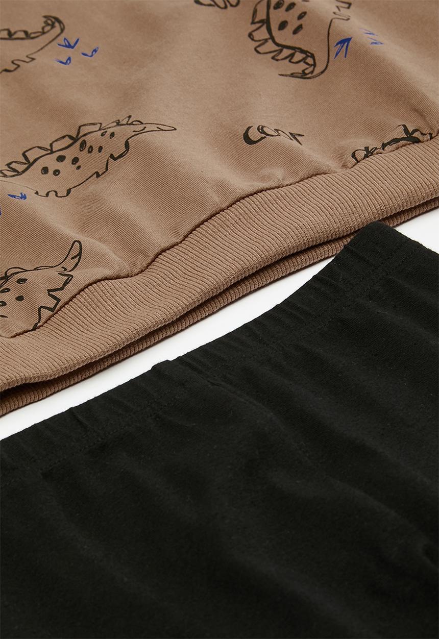 Pop Candy - Printed sweat top & bottom set - brown & black