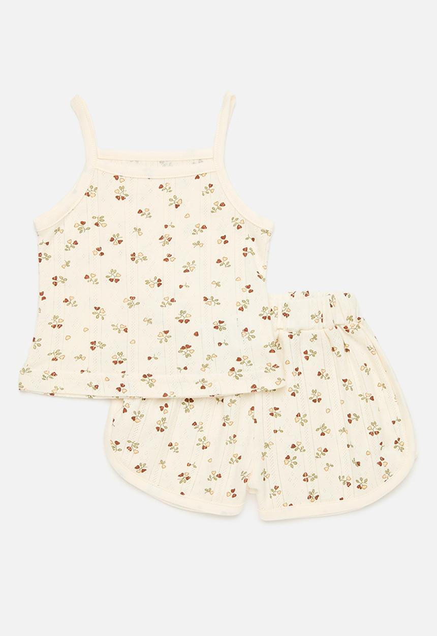 Pop Candy - Printed cami & short set - ecru