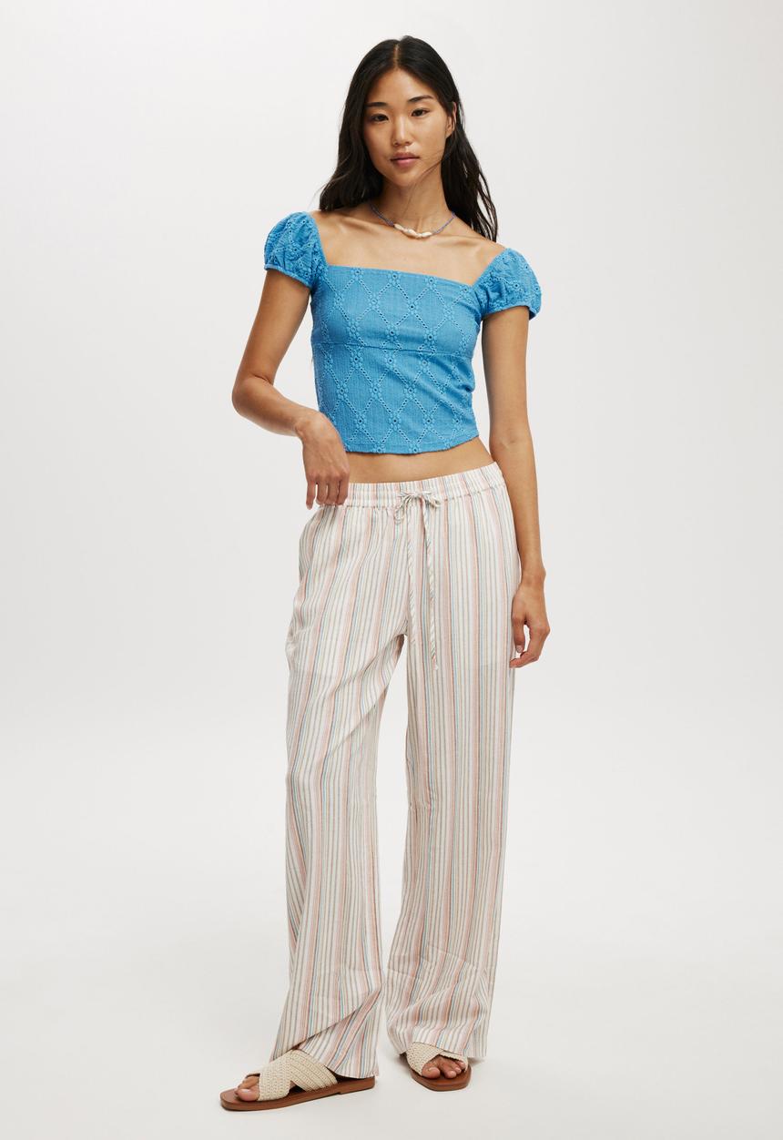 Cotton On - Kaia Textured Short Sleeve - Blue Bouy