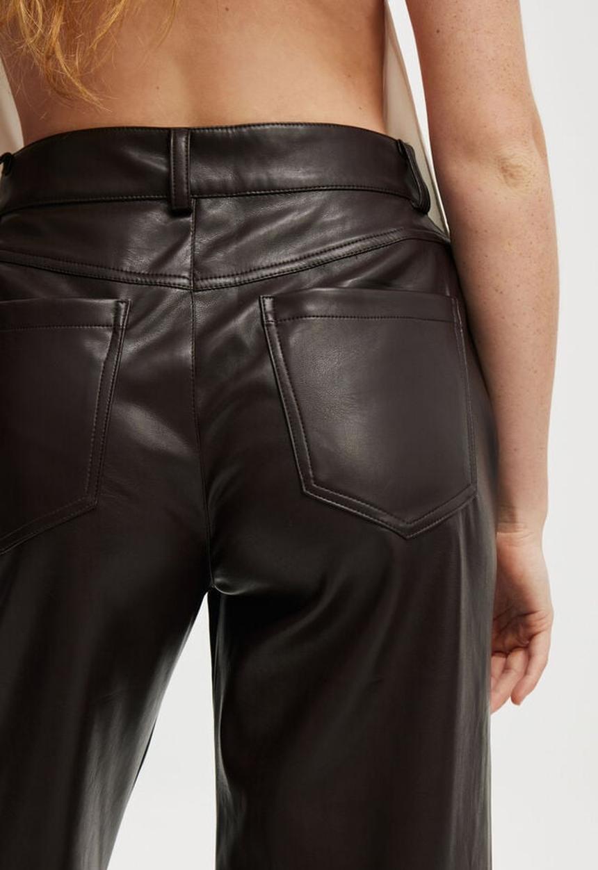 Cotton On - Faux leather wide leg pant - brown