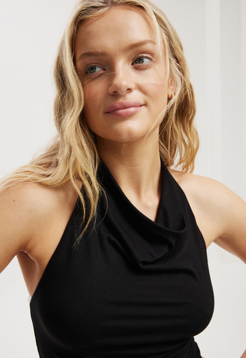 Cotton On - Isla Cowl Neck Halter - Black