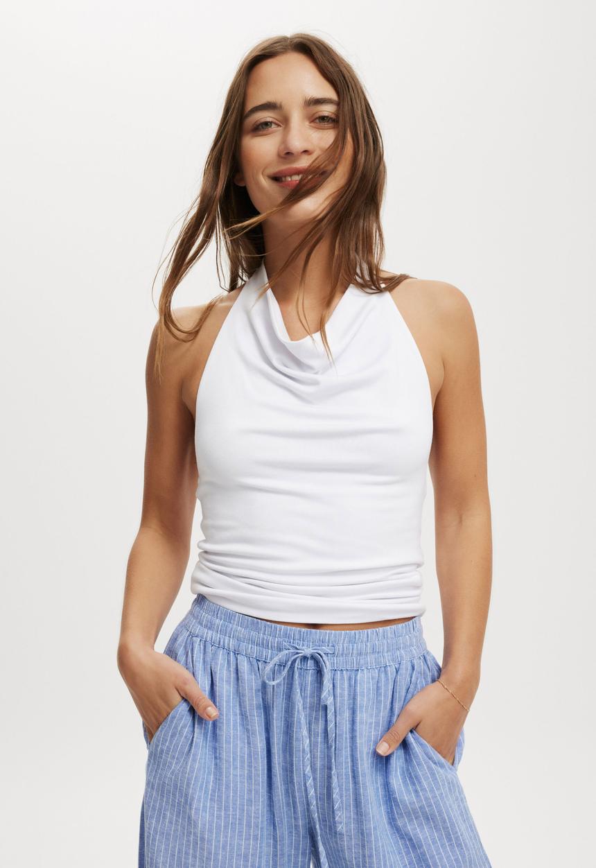 Cotton On - Isla Cowl Neck Halter - White