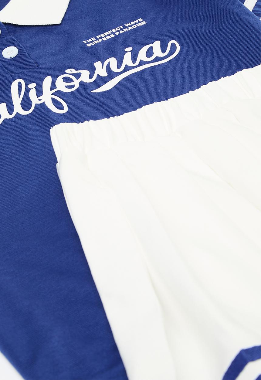 Pop Candy - Top & pleated skirt set-blue & white