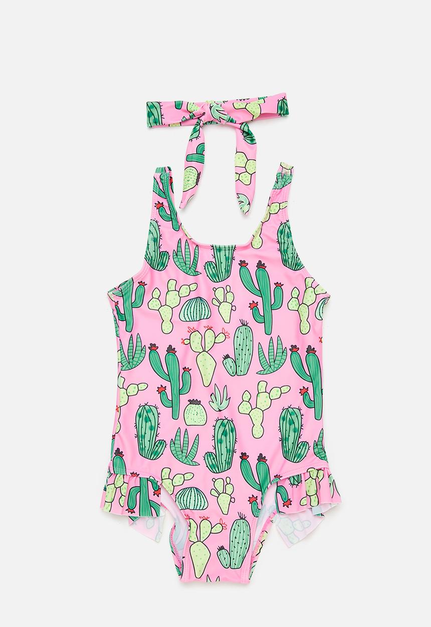 Pop Candy - Printed one piece swimsuit & headband set-multi
