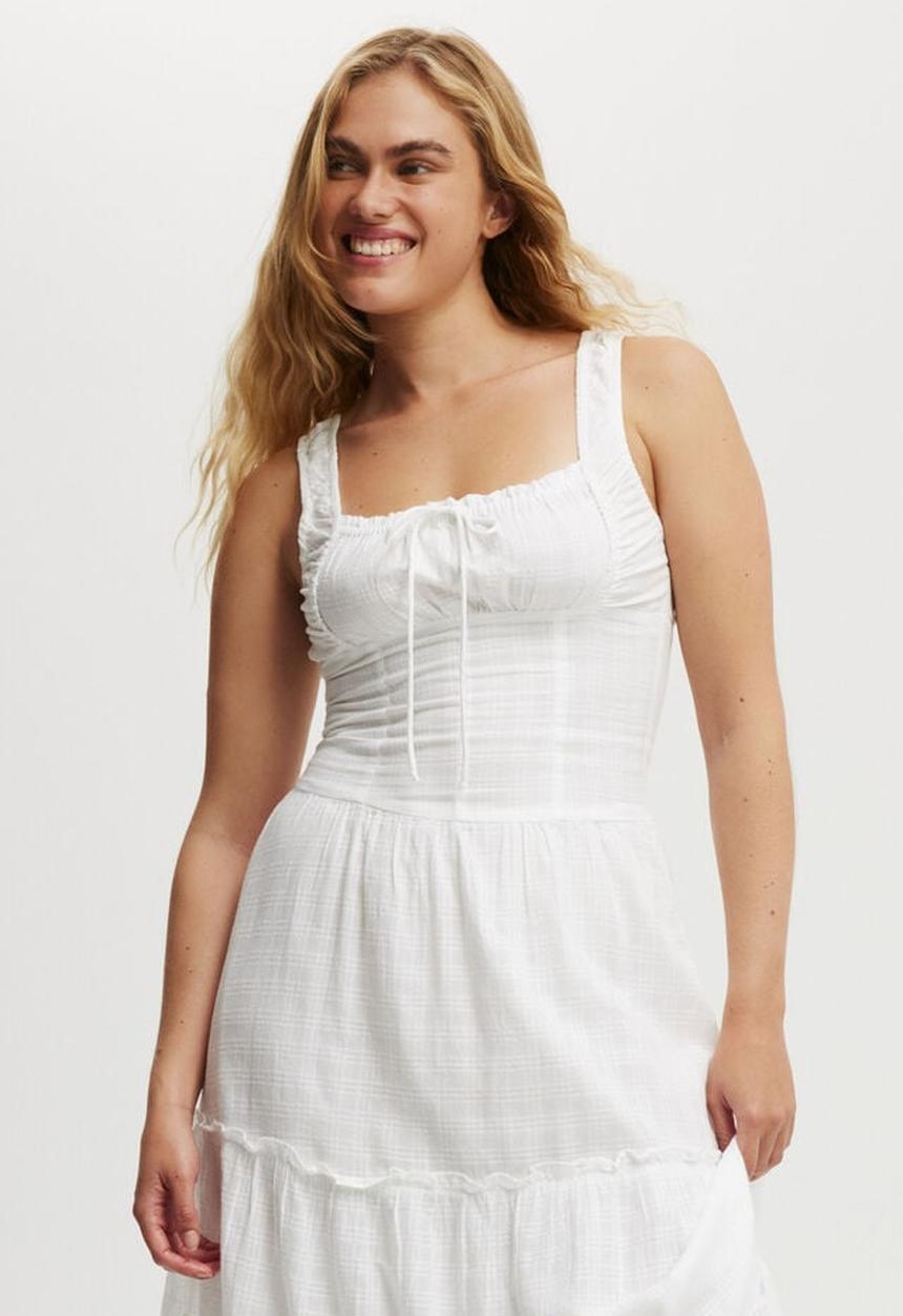 Cotton On - Aria corset detail maxi dress - white