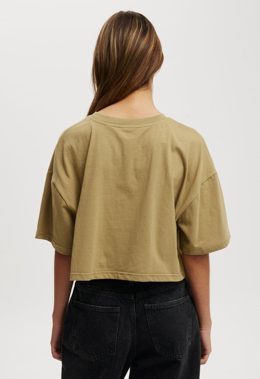 Cotton On - The Oversized Chopped Graphic Tee - Zodiaque/ Desert Khaki