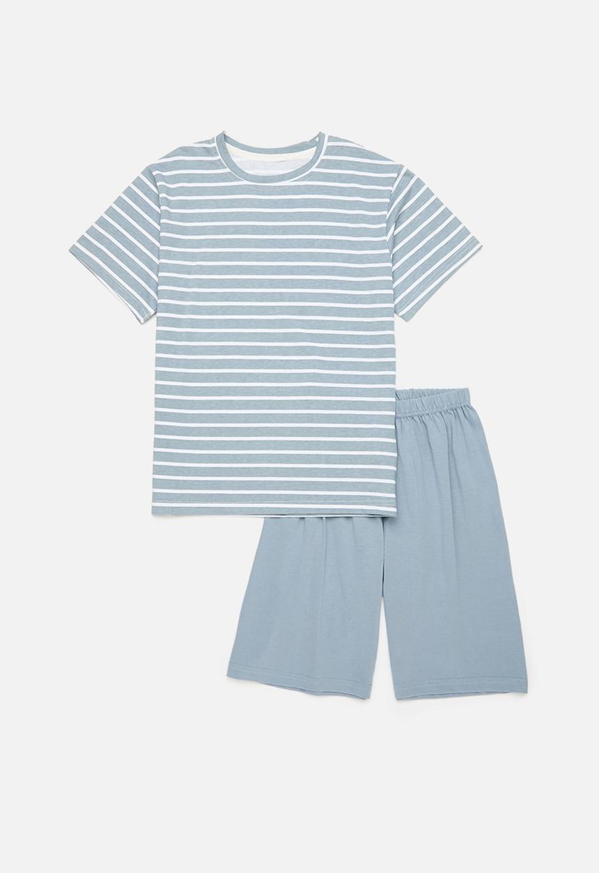 Pop Candy - Striped pj set-light blue & white