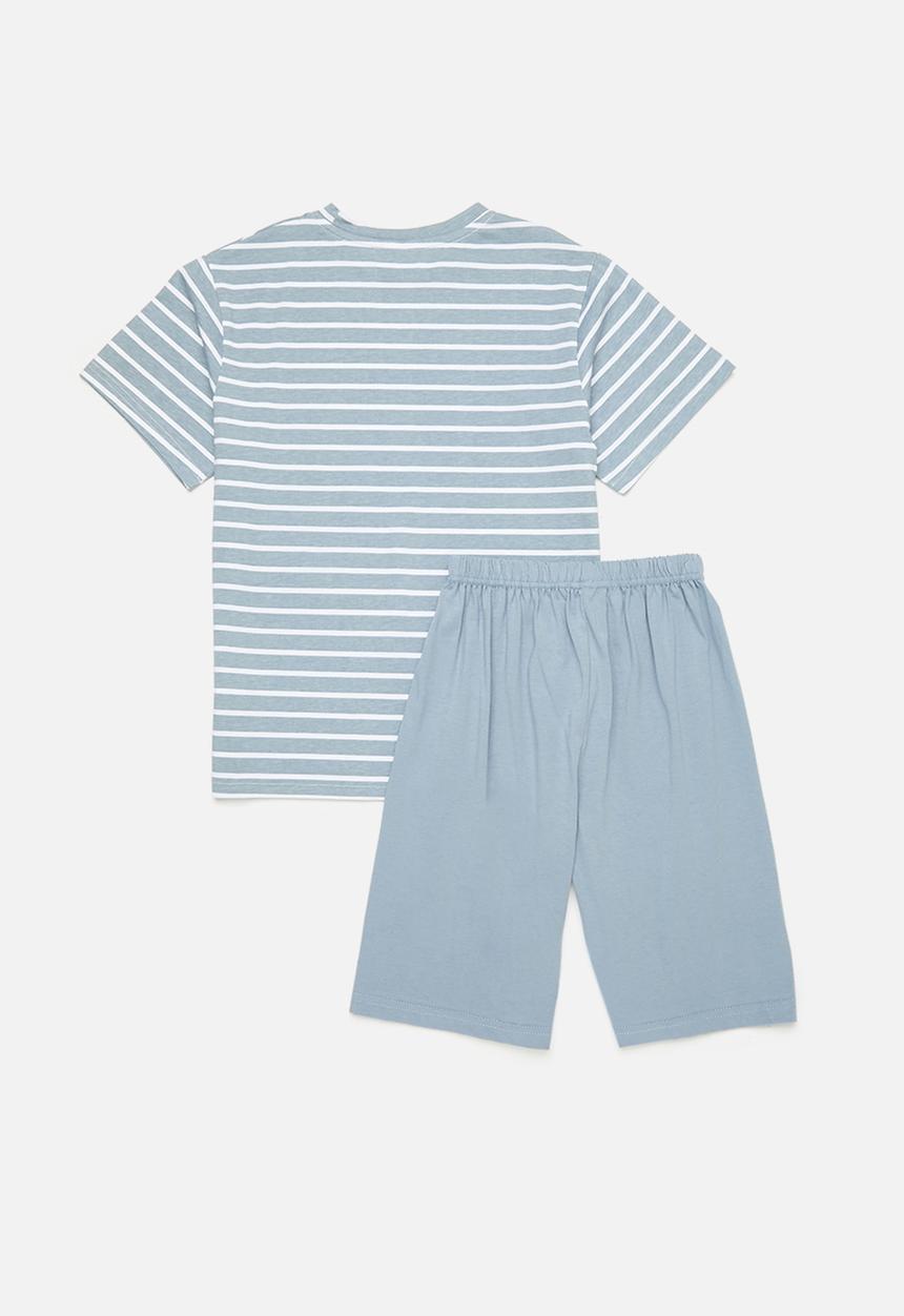 Pop Candy - Striped pj set-light blue & white