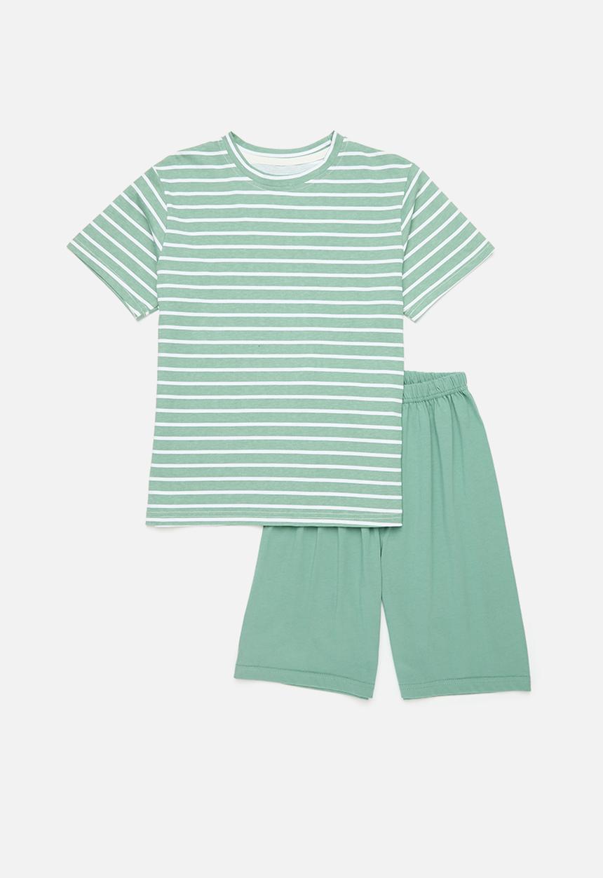 Pop Candy - Striped pj set-green & white