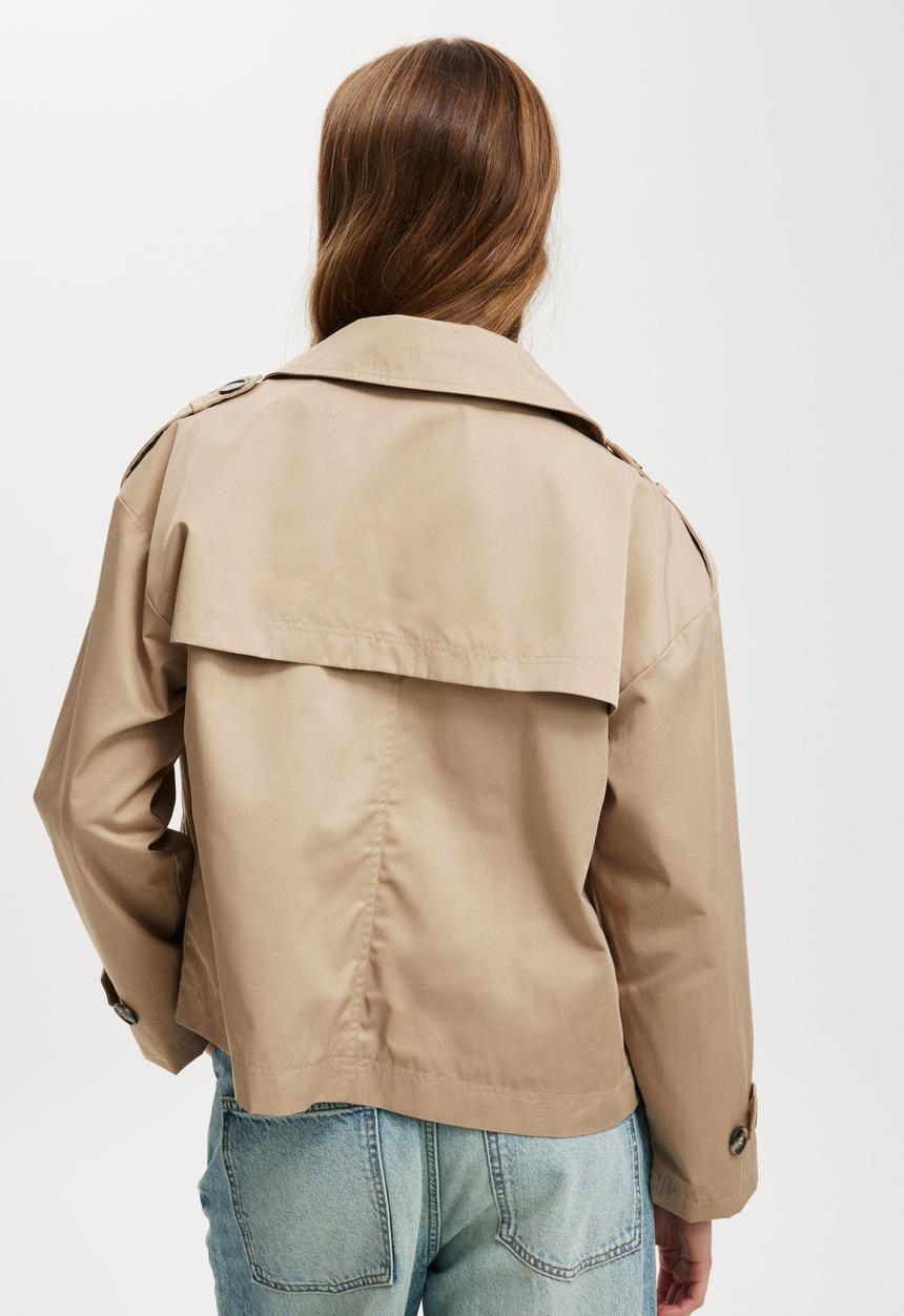 Cotton On - Cropped Trench Jacket - Tan
