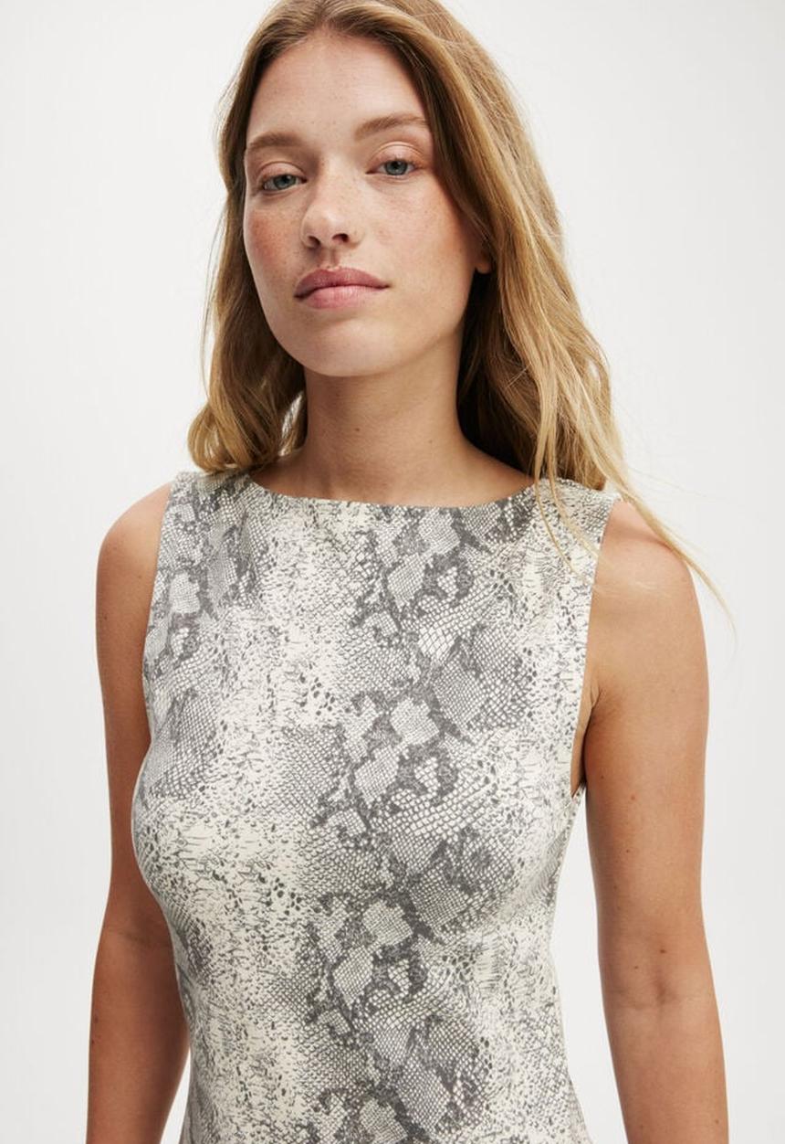 Cotton On - Bella boat neck mini dress - snake print