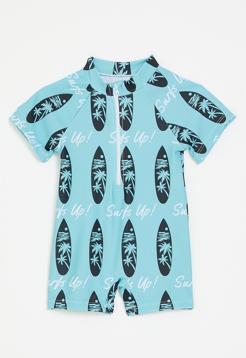 Pop Candy - Half zip swim suit -light blue