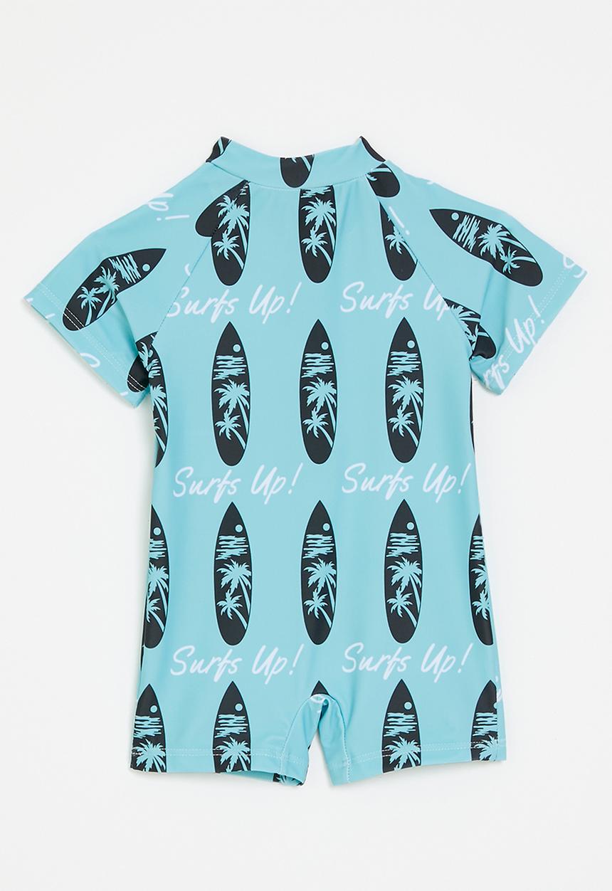 Pop Candy - Half zip swim suit -light blue