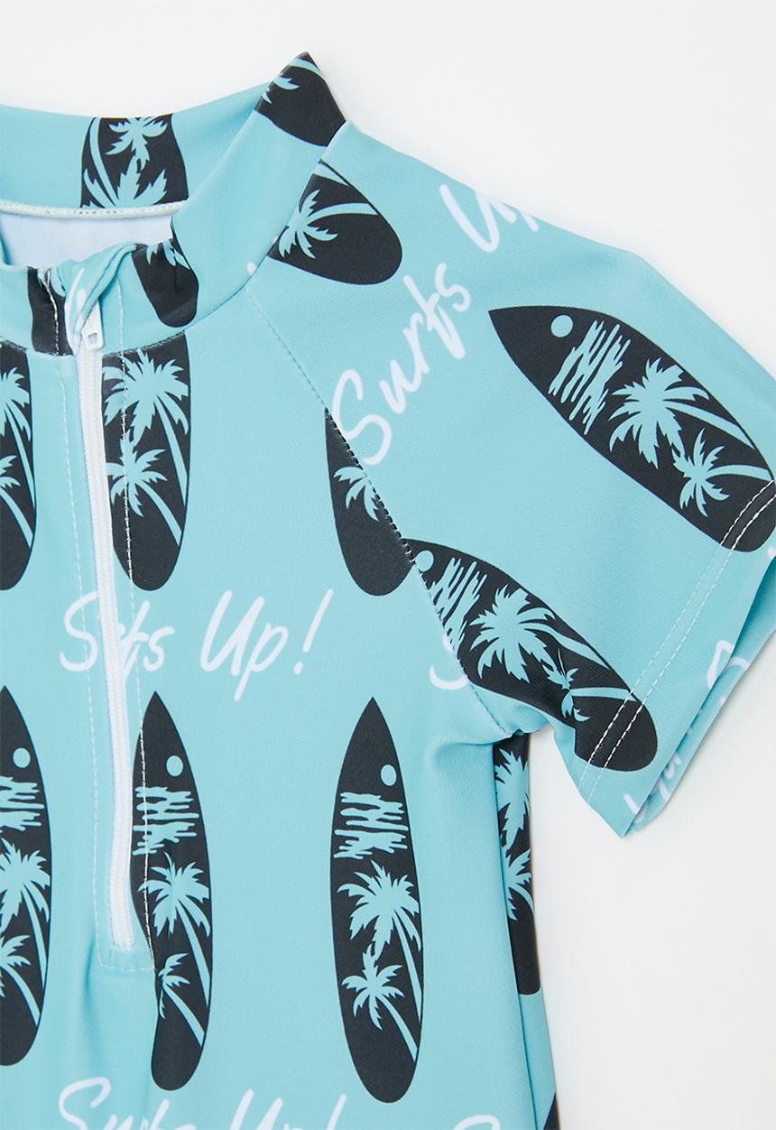 Pop Candy - Half zip swim suit -light blue
