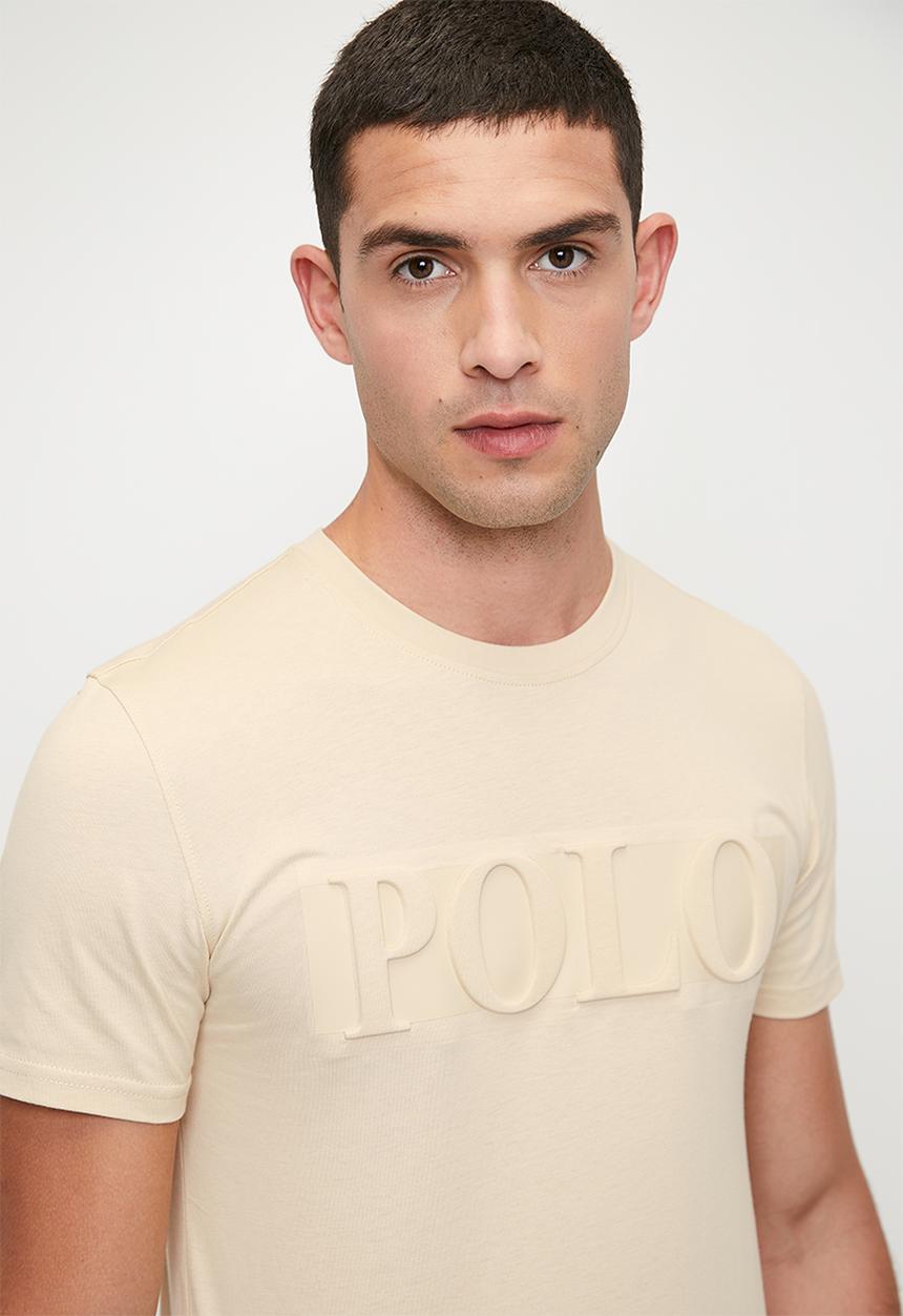 POLO - David Embossed Short Sleeve Tee - Stone