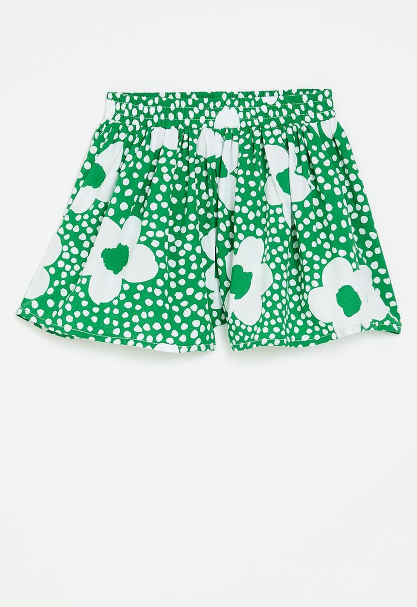 Pop Candy - Floral shorts - green & white