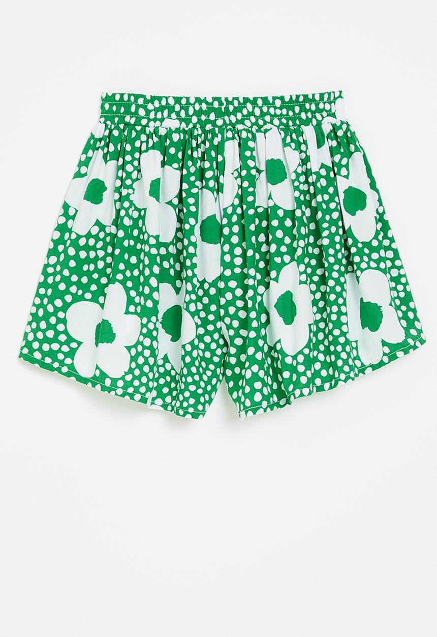 Pop Candy - Floral shorts - green & white