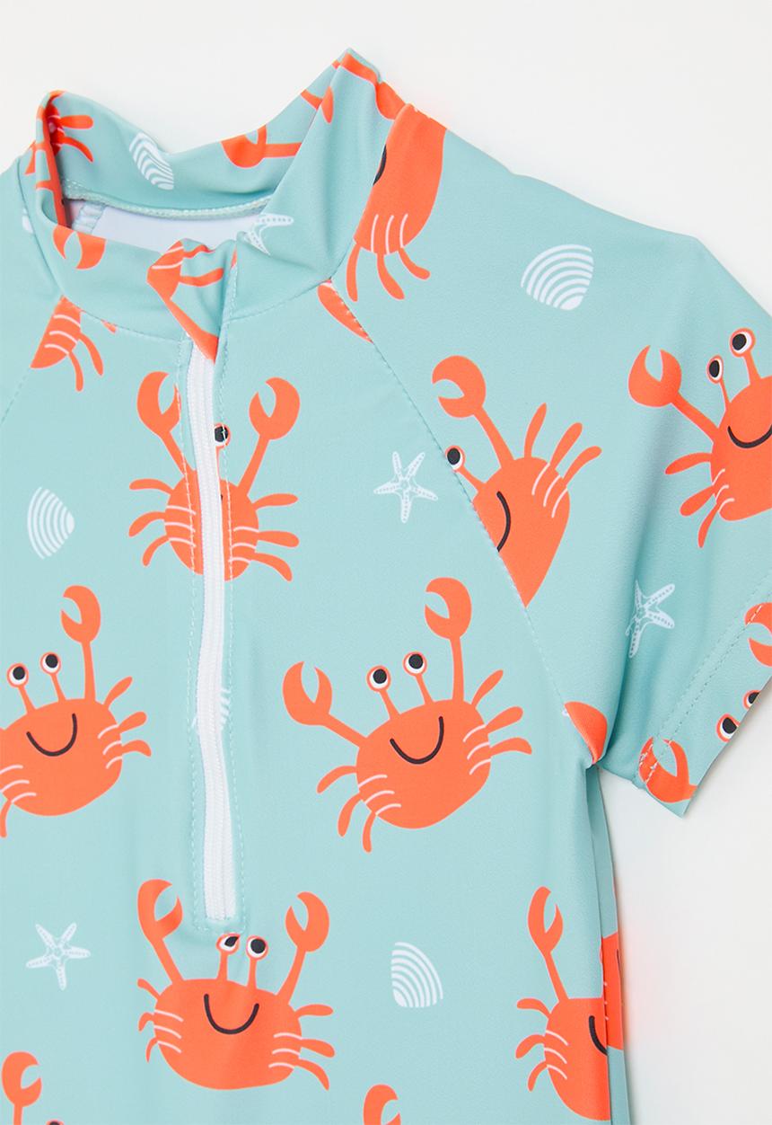 Pop Candy - Half zip swim suit-blue & orange
