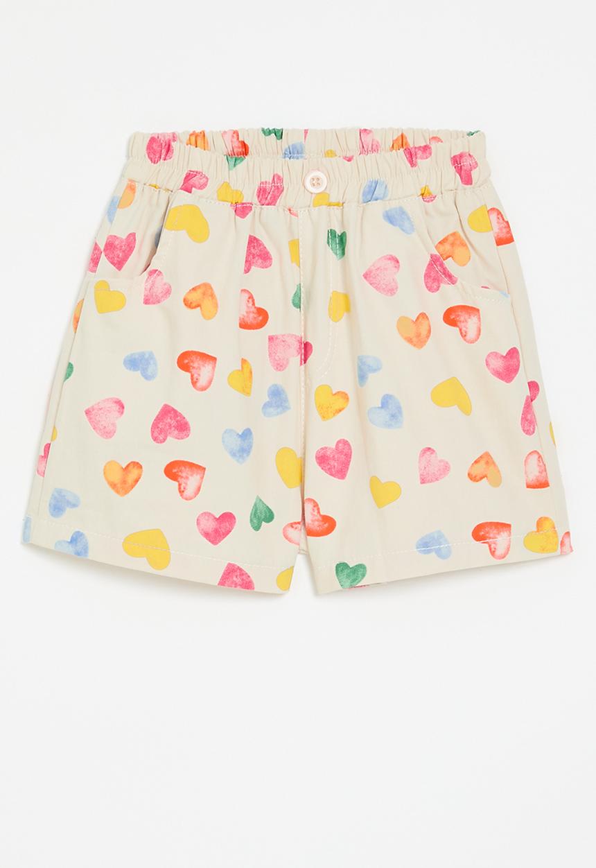 Pop Candy - Heart print shorts - pink & ecru