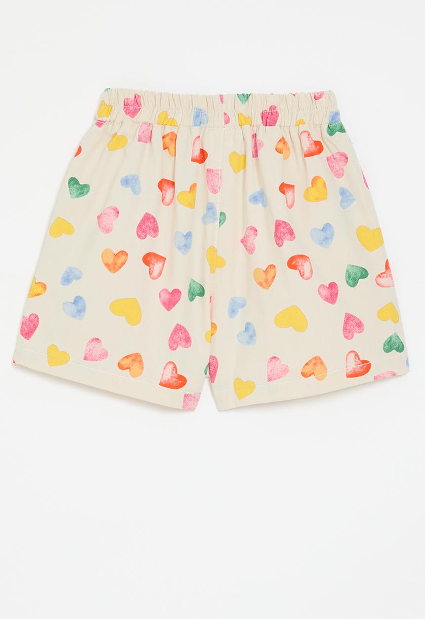 Pop Candy - Heart print shorts - pink & ecru