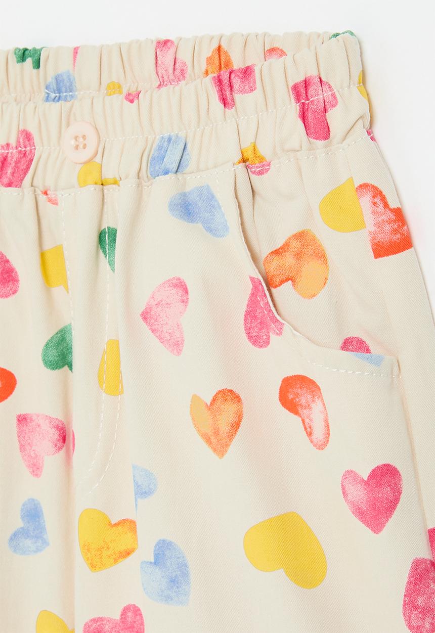 Pop Candy - Heart print shorts - pink & ecru
