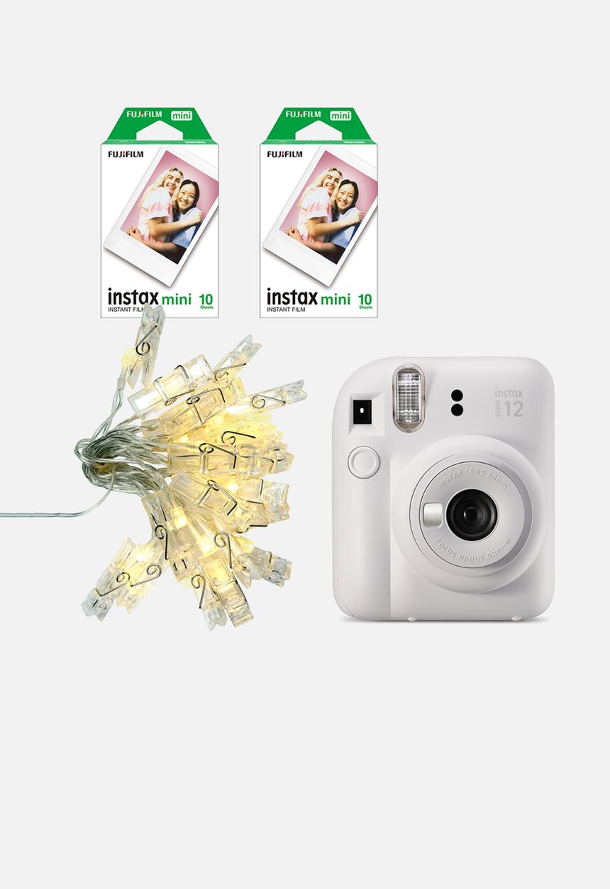 Fujifilm - Instax Cam mini 12 Clay White LFI (cam, case, 2 films, lights)