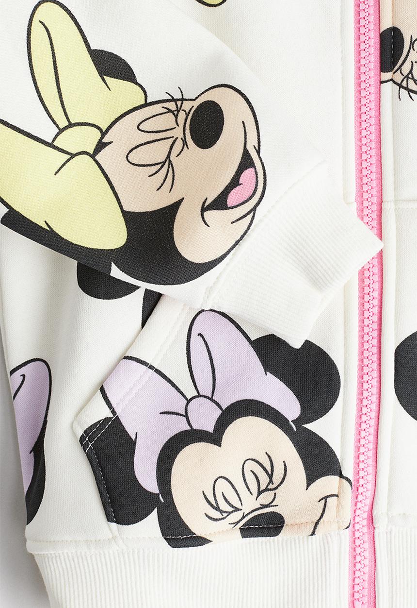 H&M - Printed zip-through hoodie - white & minnie mouse