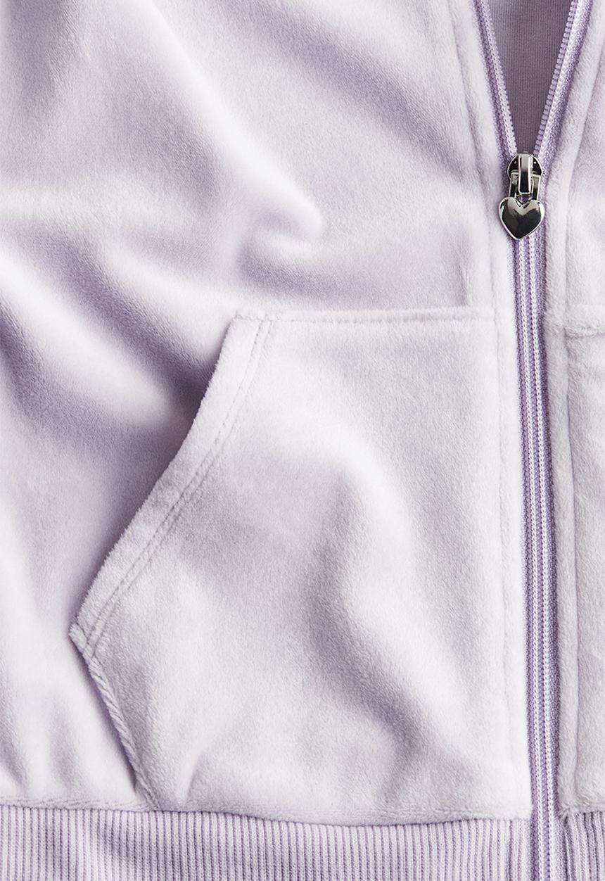 H&M - Velour zip-through hoodie - light purple