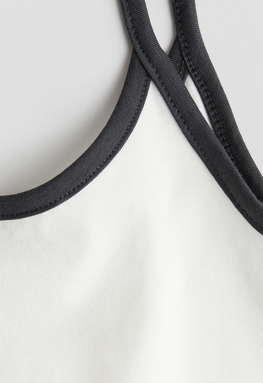 H&M - Cotton jersey strappy top - white