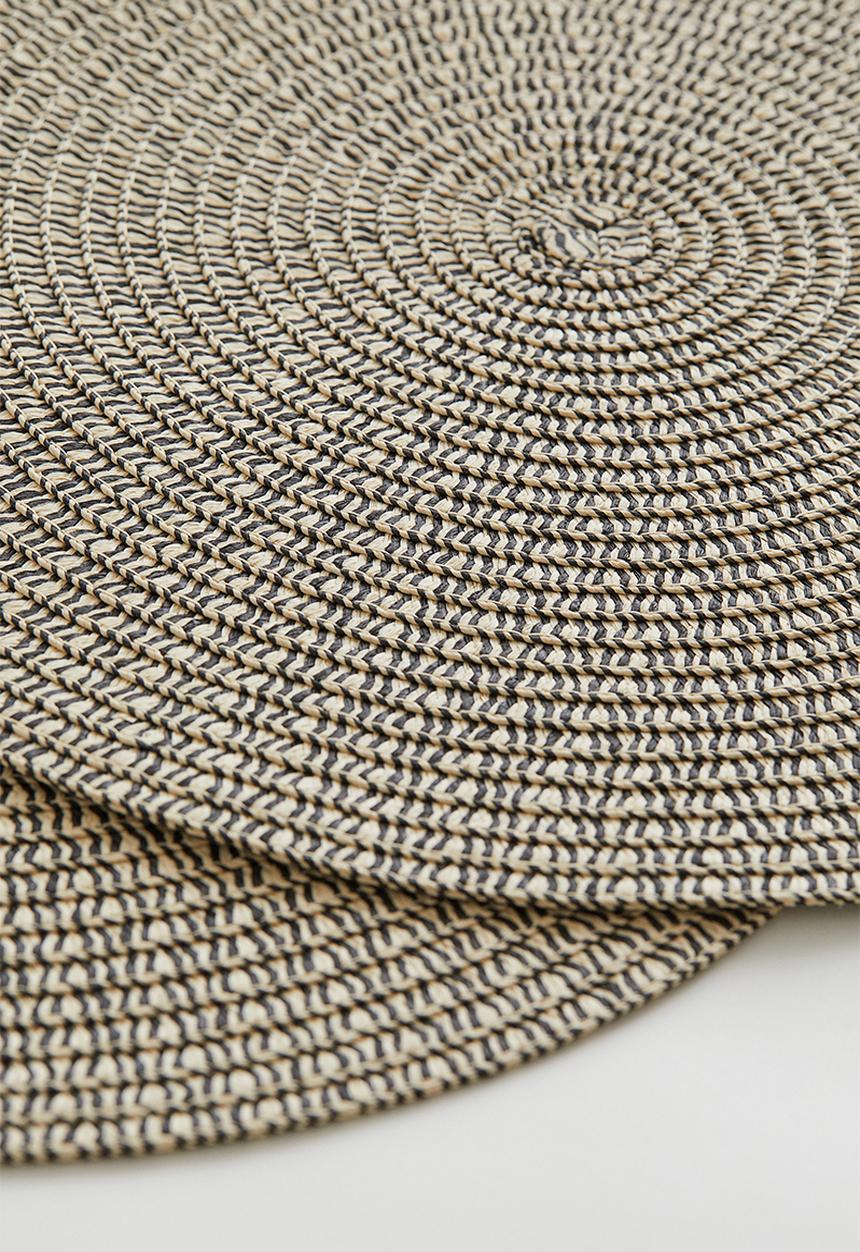 H&M - 2-Pack round place mats - light beige black