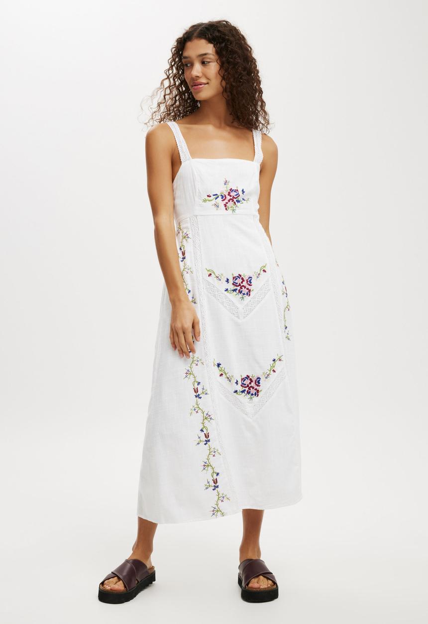 Cotton On - Geri Craftcore Maxi Dress - White Embroidery