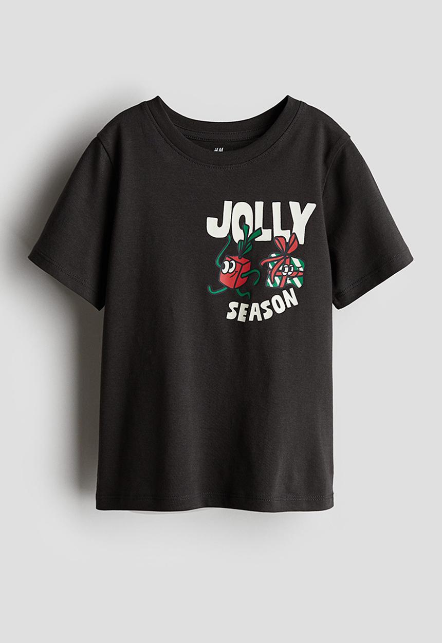 H&M - Printed t-shirt - black & jolly season