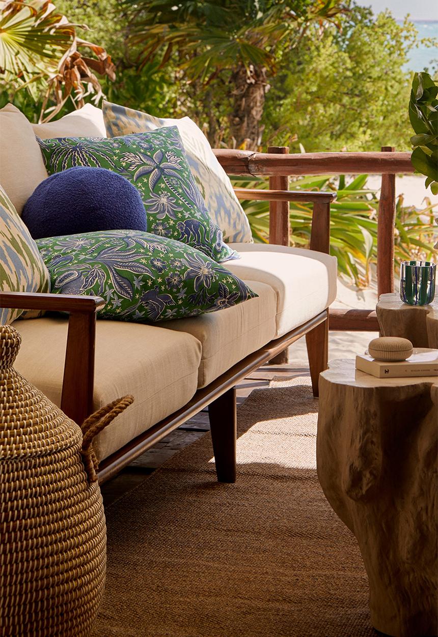 H&M - Patterned cushion cover - blue & green