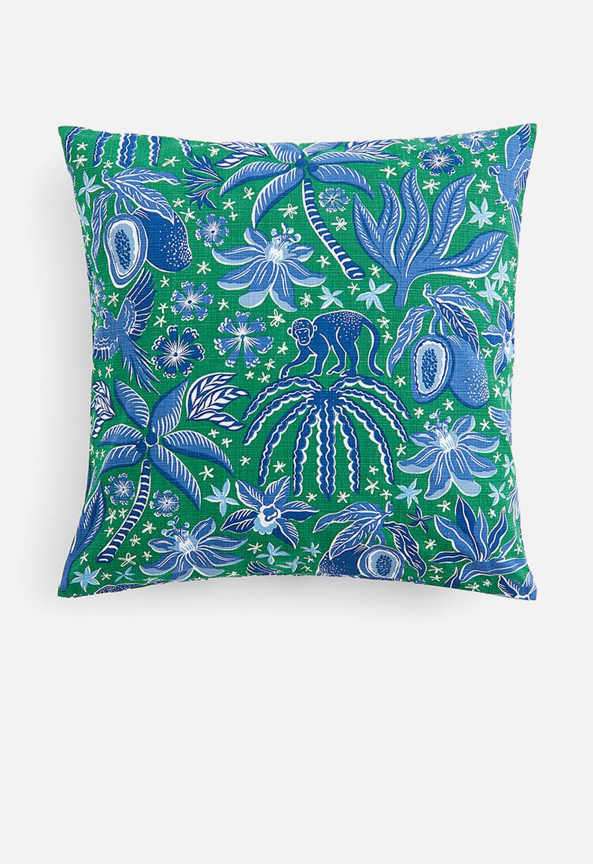 H&M - Patterned cushion cover - blue & green