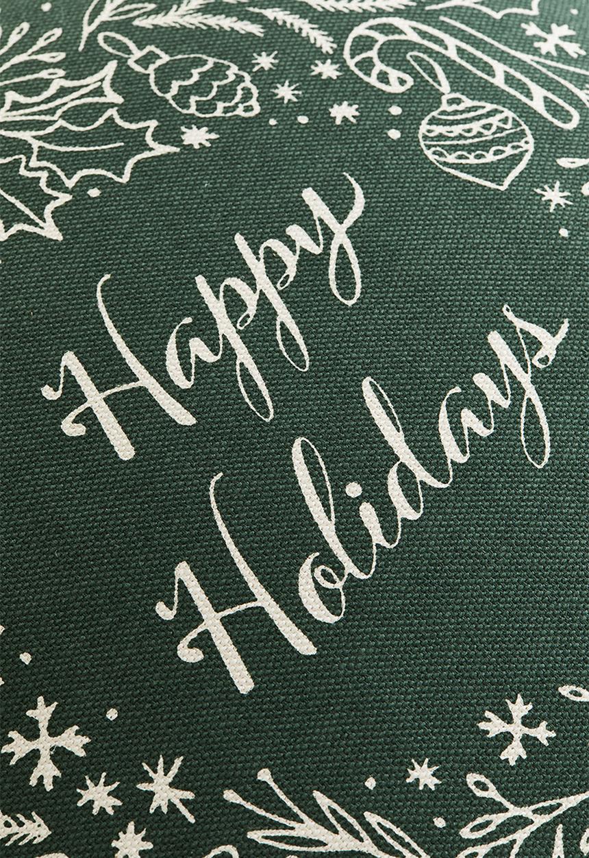 H&M - Printed cushion cover - green happy holidays