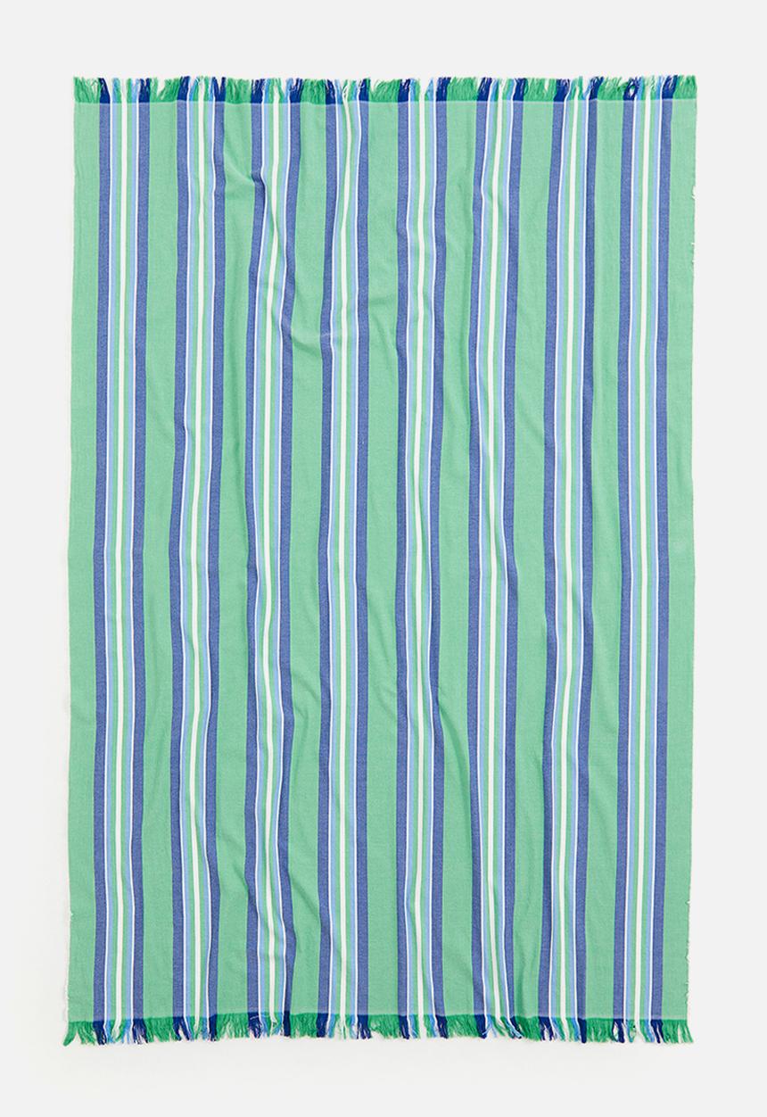 H&M - Large cotton blanket - green striped