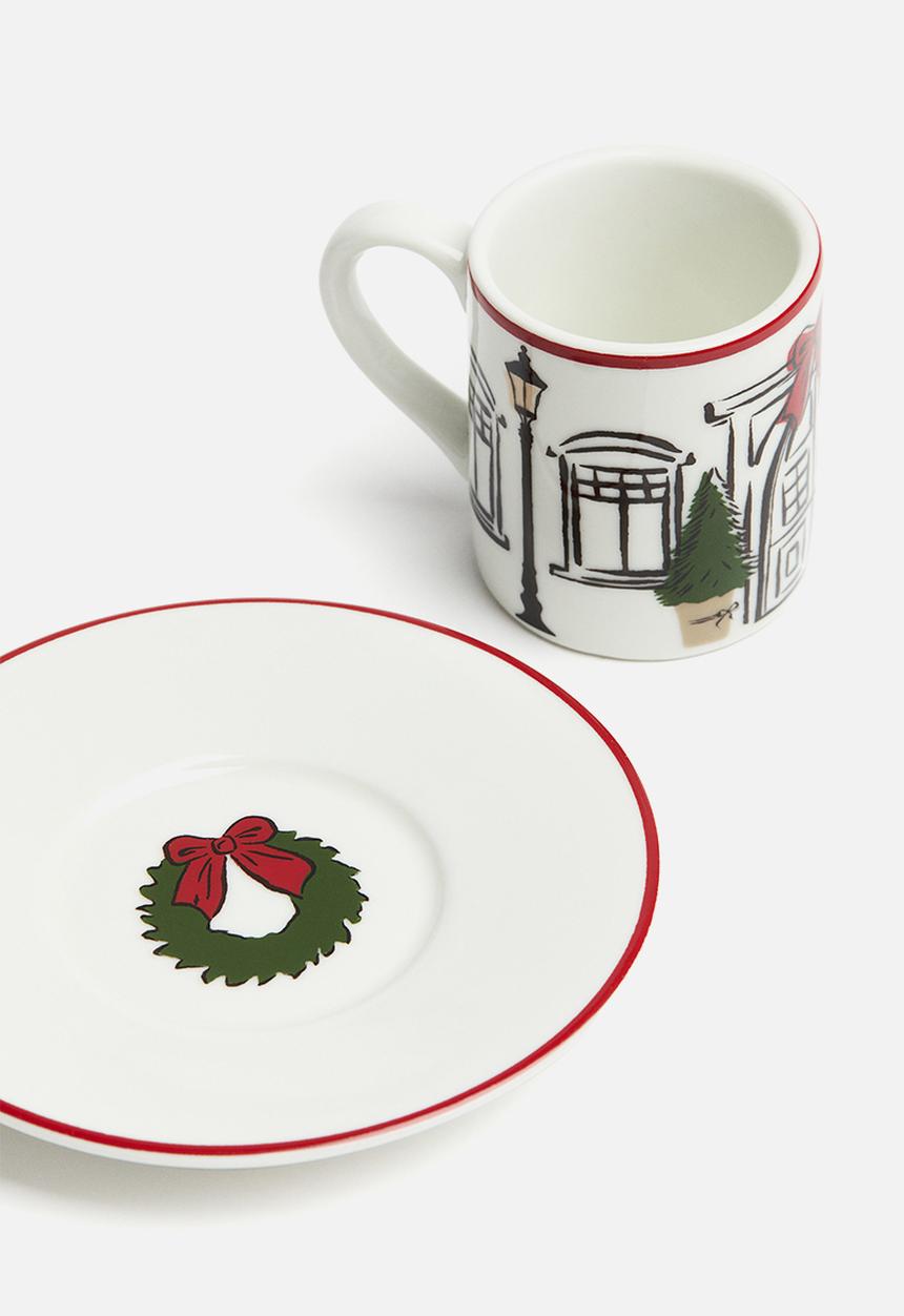 H&M - Gift-boxed 2-pack espresso cups & saucers - white/house
