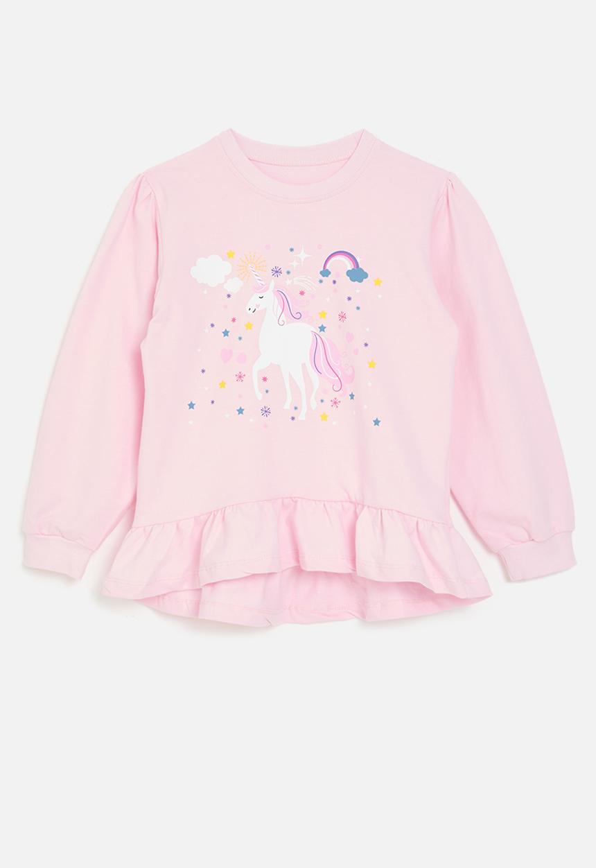 Pop Candy - Frilled hem sweat - pink