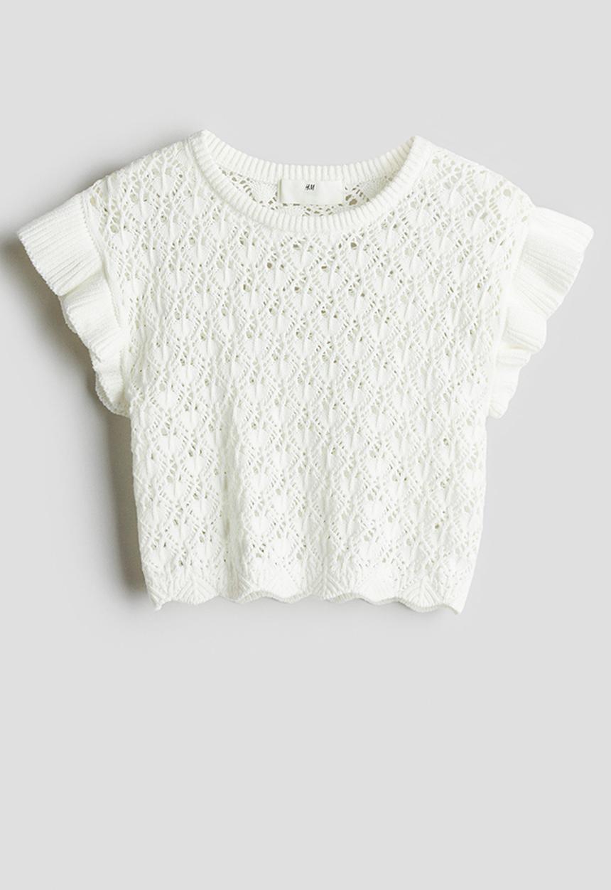 H&M - Crochet-look top - white