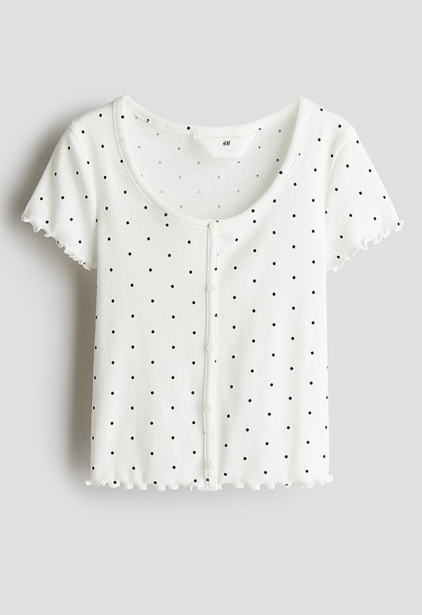 H&M - Ribbed t-shirt - white,multi