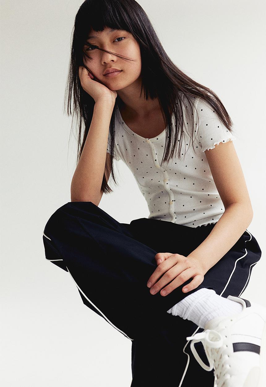 H&M - Ribbed t-shirt - white,multi