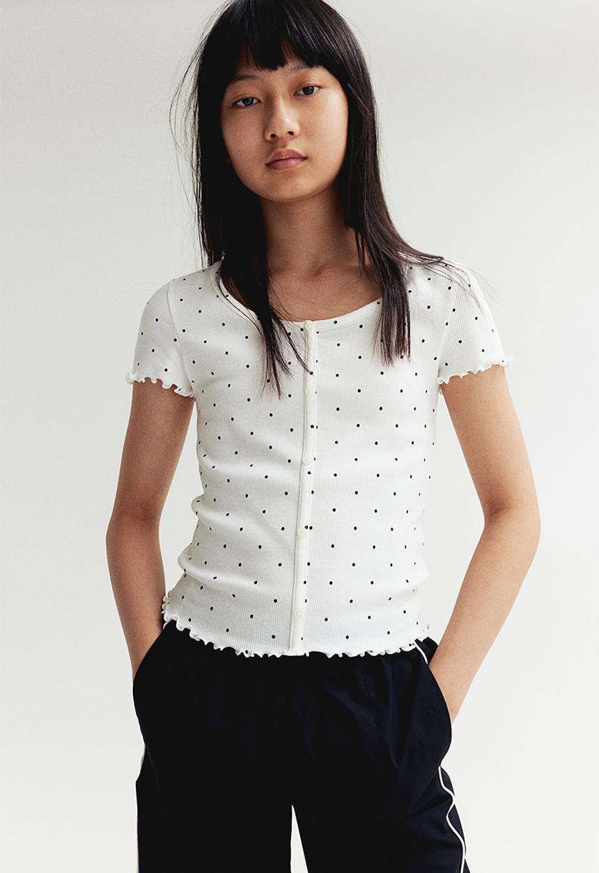 H&M - Ribbed t-shirt - white,multi