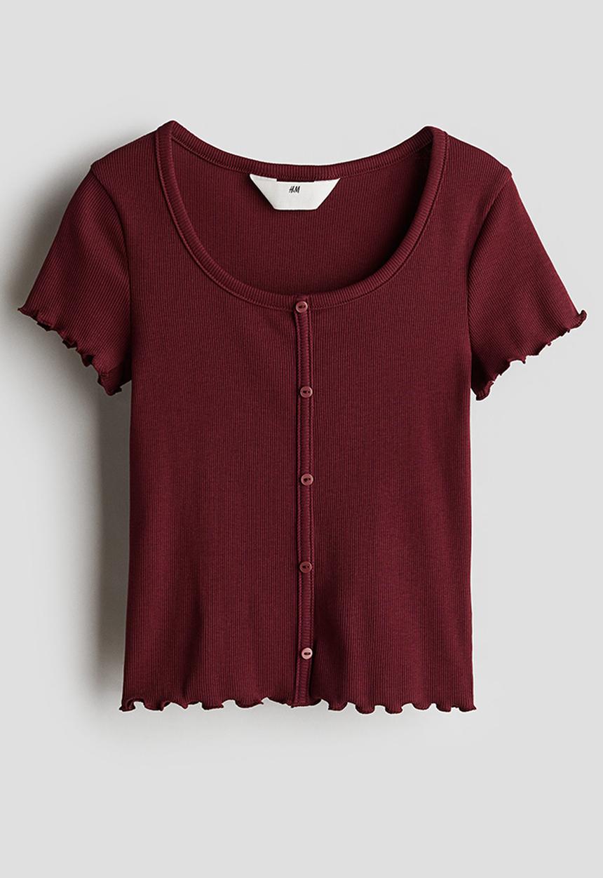 H&M - Ribbed T-shirt - red